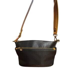 BLACK Divina FIRENZE Lilla PEBBLE Leather CROSSBODY Purse HANDBAG Made in ITALY